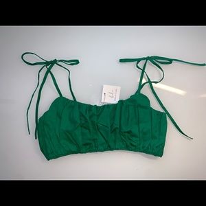 Bobbles & Lace Green Crop Top (Size Small)